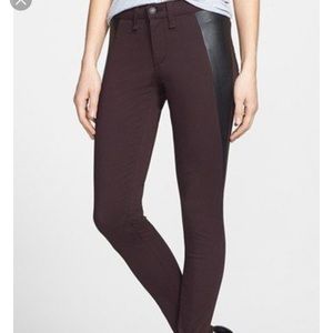 Rag & Bone Wine Pop Leggings Lamb Leather Panel